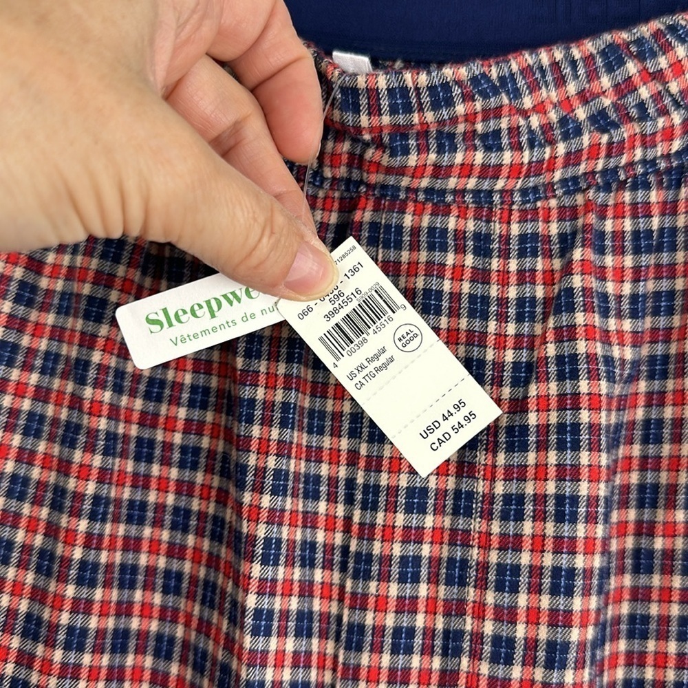 NEW Aerie XXL Flannel Cargo Skater Pajama Pants Red Blue Tan Plaid Pockets Soft - Picture 16 of 16
